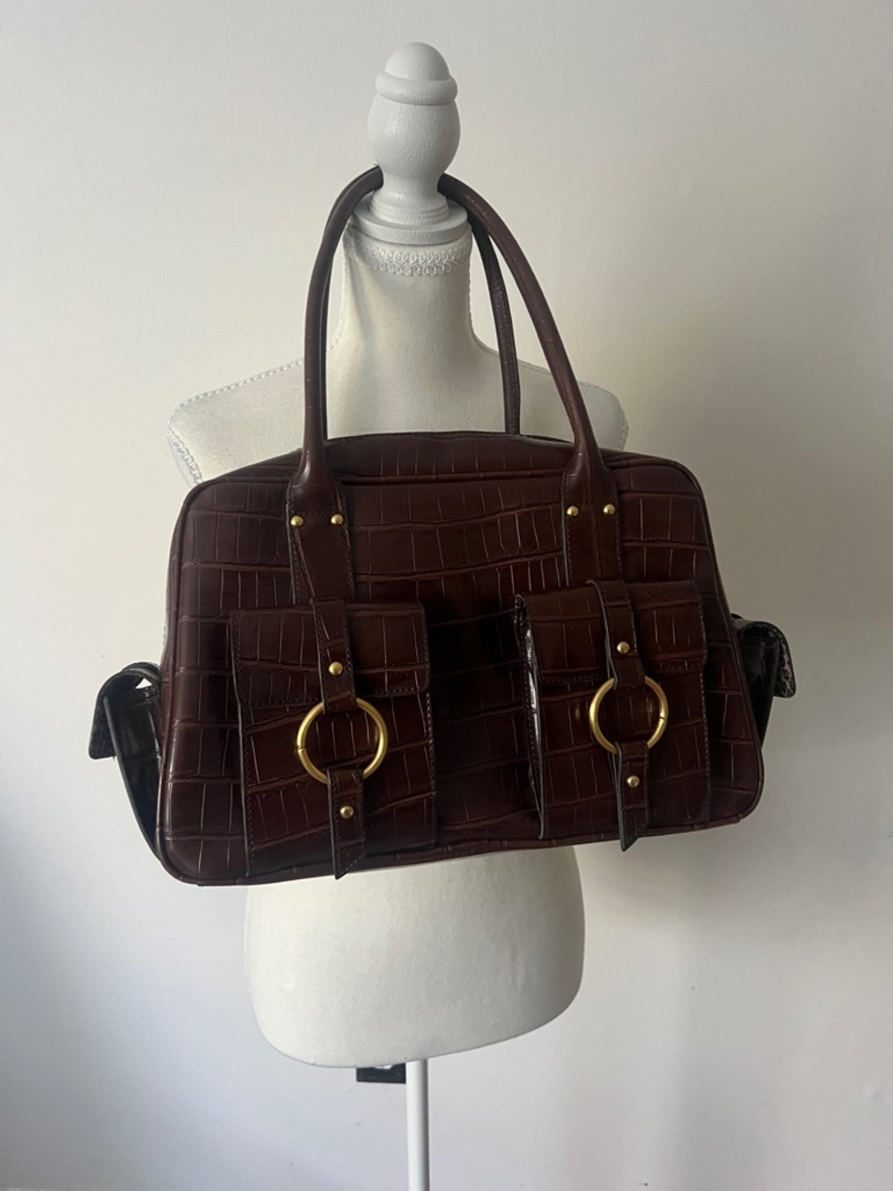 Maxx New York Bag with Leopard Print Interior, Gold accents .
